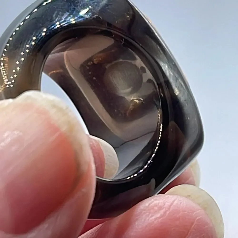 Gemorbit, Inc.,Smokey Topaz, white zircon and blue topaz ring size 8